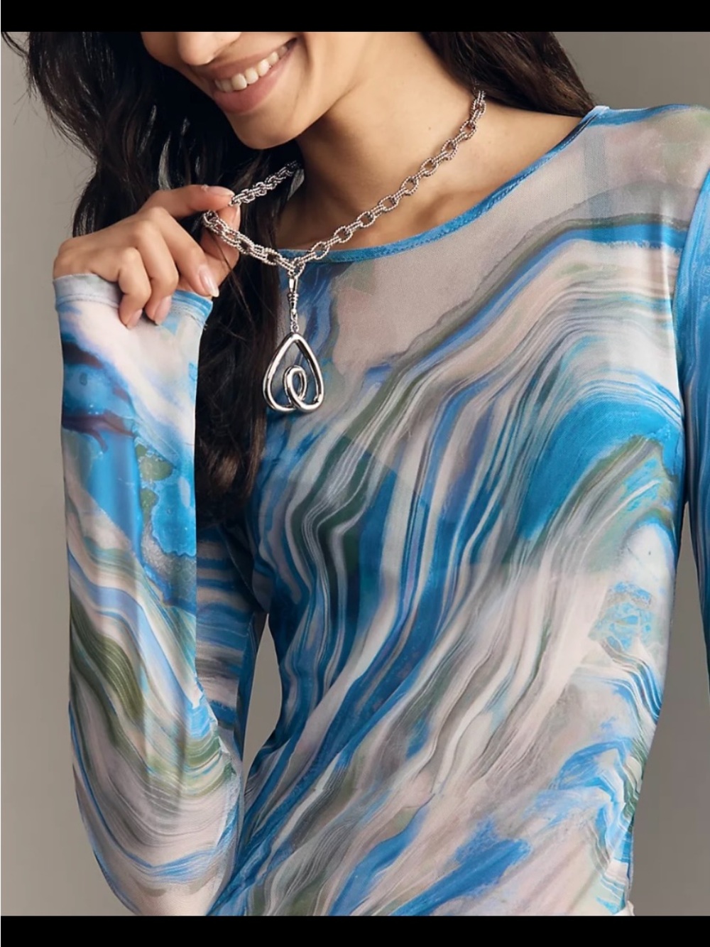 Anthropologie long-Sleeve Mesh Top.